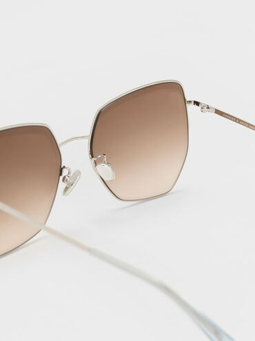 نظارات بتصميم فراشة من الأسيتيت المُعاد تدويره, فضي, hi-res