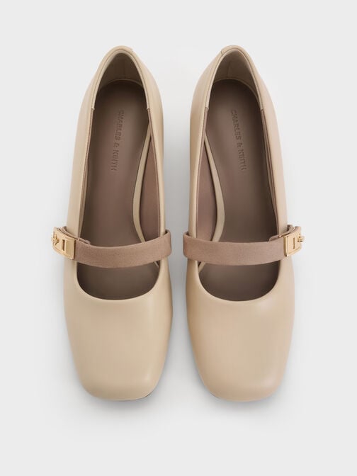 Lando Two-Tone Mary Jane Pumps, Chalk, hi-res