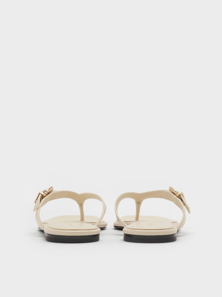 Buckled Thong Sandals, Chalk, hi-res