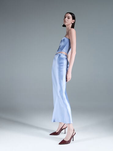 حذاء بامبس بكعب عالٍ سلينجباك مدبب بنقشة جلد التمساح, برغندي حيواني, hi-res