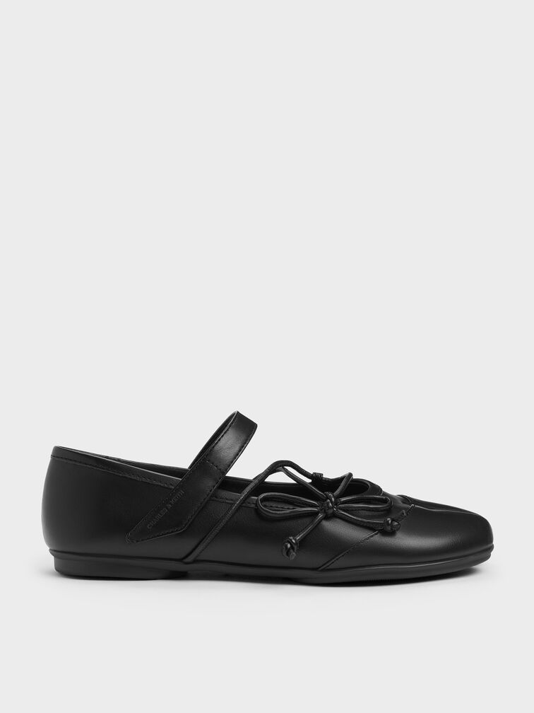 Aether Lace-Up Split-Toe Mary Jane Flats, Black, hi-res