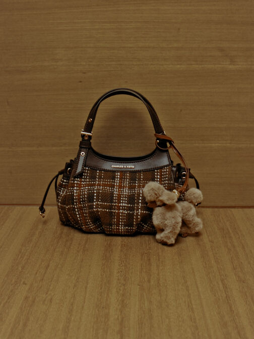 Mini Lillith Checkered Drawstring Bucket Bag, Multi, hi-res