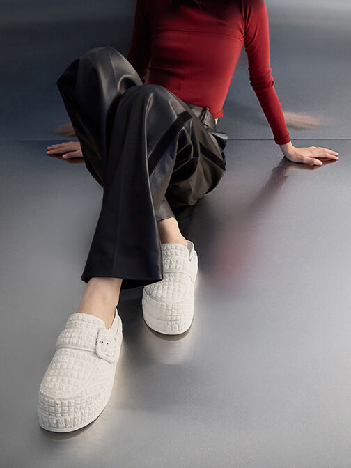 ميولز لورين ذات بتصميم مزخرف وكعب فلاتفورم, أبيض طباشيري, hi-res