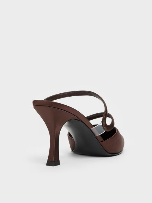 حذاء ميول ساتان أردن بمقدمة مدببة وكعب متموج, بني محبّب غامق, hi-res