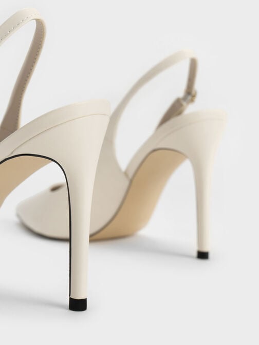 حذاء بكعب ستيليتو مفتوح من الخلف بحزام حول الكاحل, أبيض طباشيري, hi-res