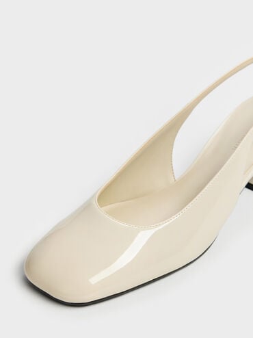 حذاء "داني" بسير خلفي لامع, أبيض طباشيري, hi-res