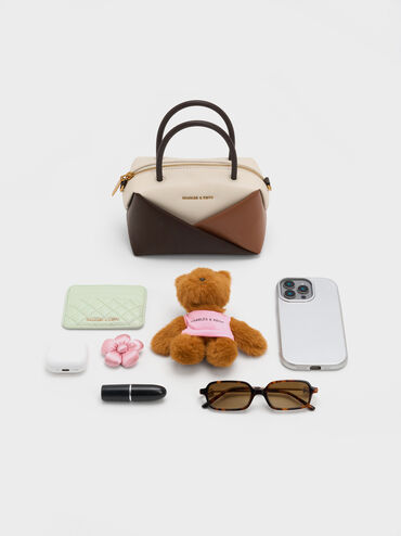 Midori Colourblock Geometric Bowling Bag, Multi Brown, hi-res