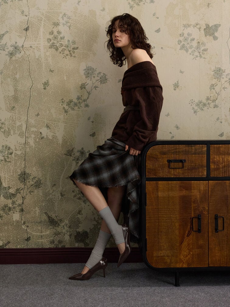 حذاء بكعب إيرينا ميتاليك ومقدمة مدببة, برغندي, hi-res