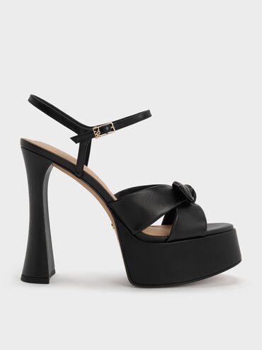 Jayce Leather Platform Sandals, Black, hi-res