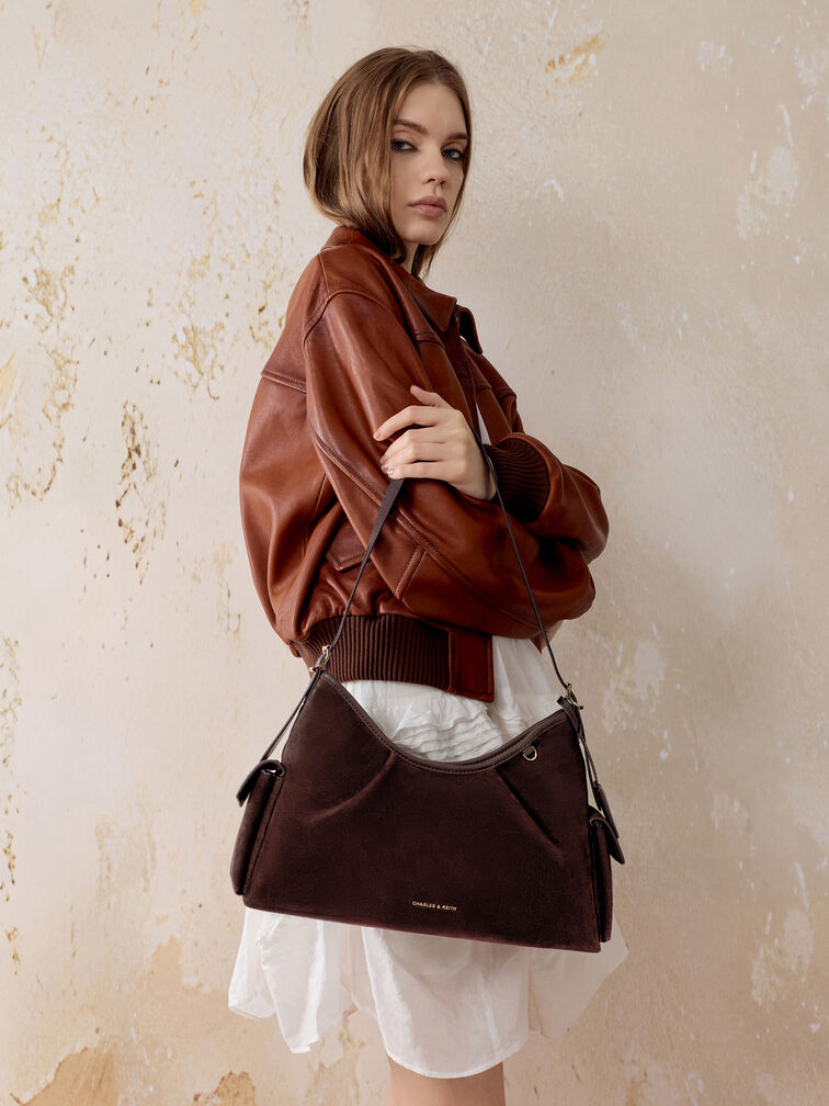 Khai Side-Pocket Shoulder Bag, Espresso Brown, hi-res