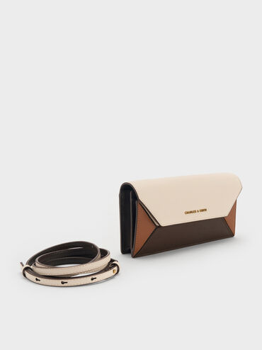 Nasrin Geometric Long Wallet, Multi Brown, hi-res