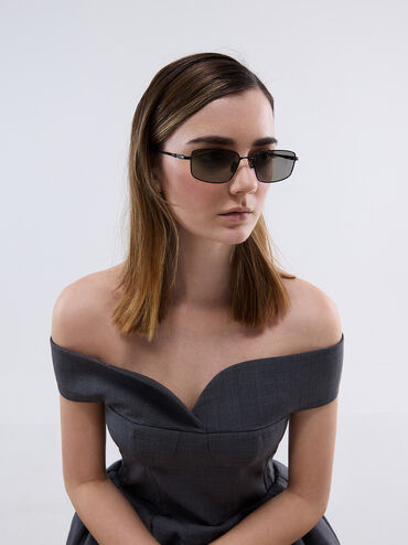 نظارة شمسية إينارا بإطار معدني, أسود, hi-res