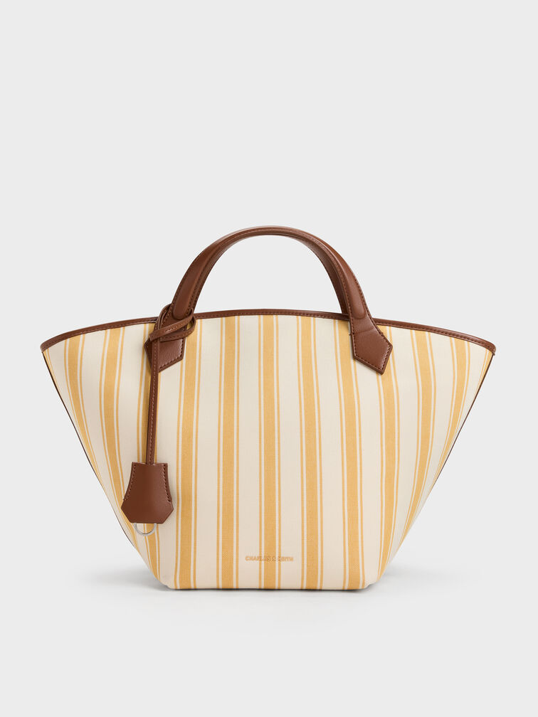 شنطة توت إيفانا كبيرة كانفاس مخططة, Butterscotch Yellow, hi-res