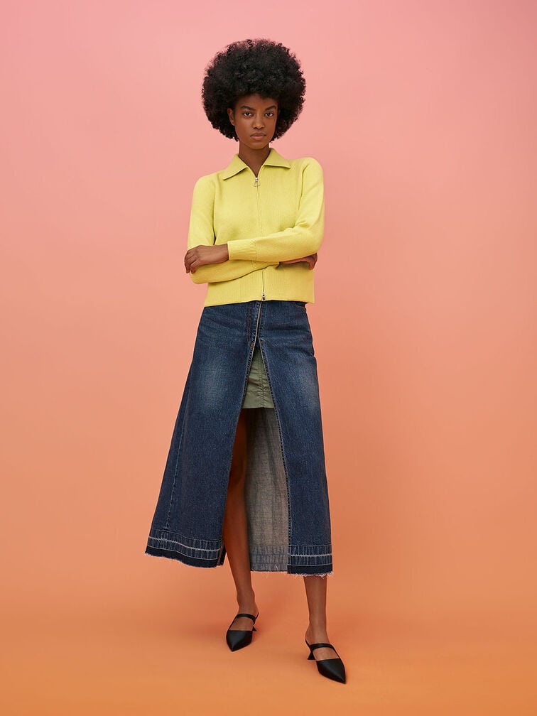 حذاء أنيق بكعب مبتكر وتصميم جانبي غير متناظر, أسود, hi-res