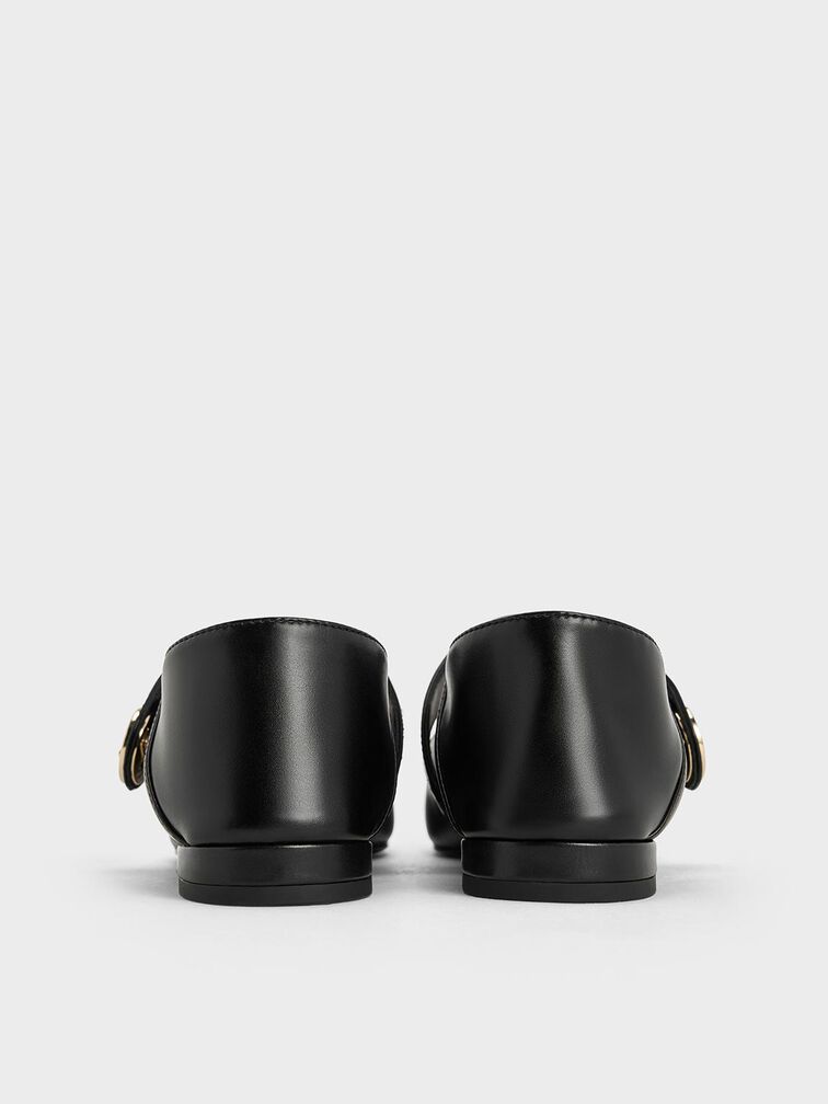 حذاء ماري جين يارا مسطح, أسود, hi-res