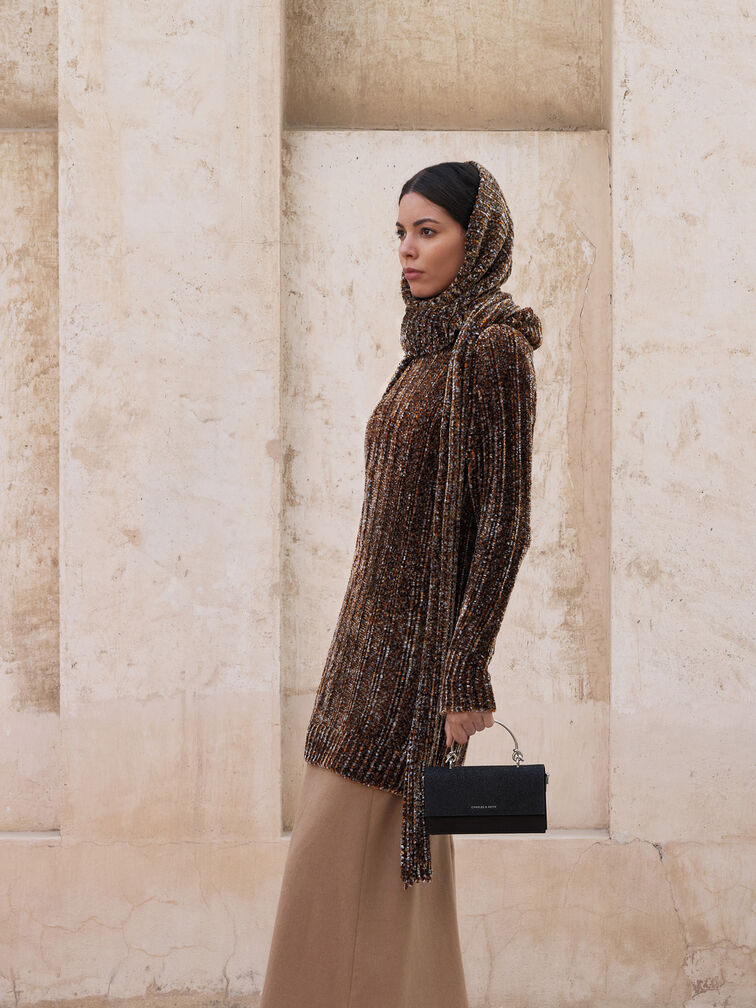 محفظة كريستين بسلسلة وتصميم لامع, أسود كلاسيكي, hi-res