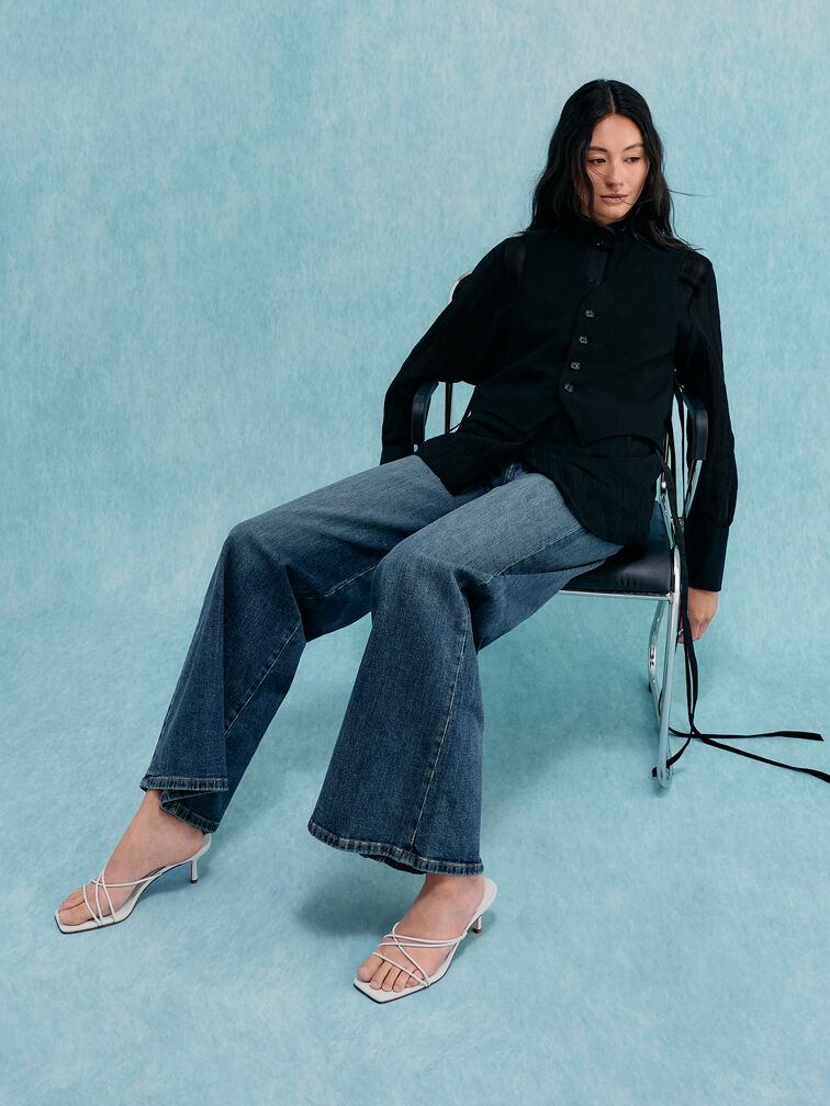 صندل بكعب عالٍ وأشرطة, أبيض, hi-res