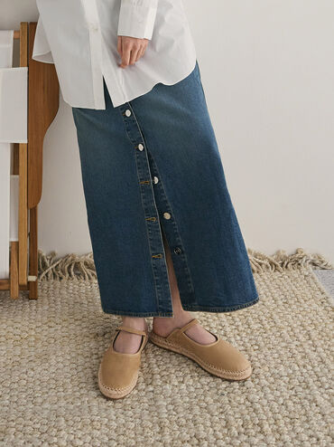 حذاء إسبادريل بيرناردين بتصميم الميولز من الشمواه الفاخر, رملي, hi-res