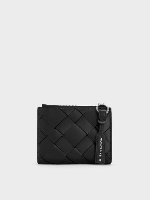 Ivette Woven Top-Zip Small Wallet, Noir, hi-res