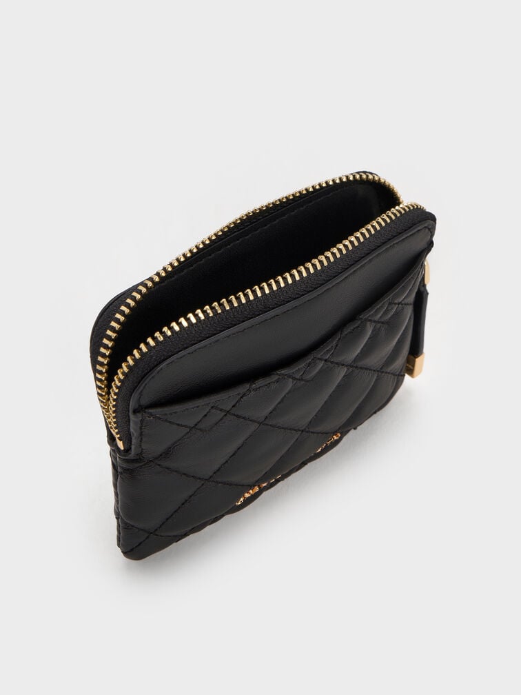 حامل بطاقات مبطن, أسود, hi-res