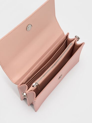 محفظة كريستين بسلسلة وتصميم لامع, وردي, hi-res