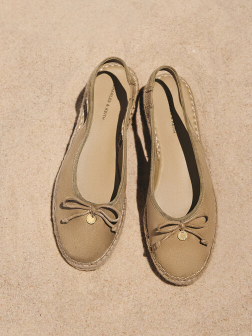 Faux Suede Bow Slingback Espadrilles, Sand, hi-res