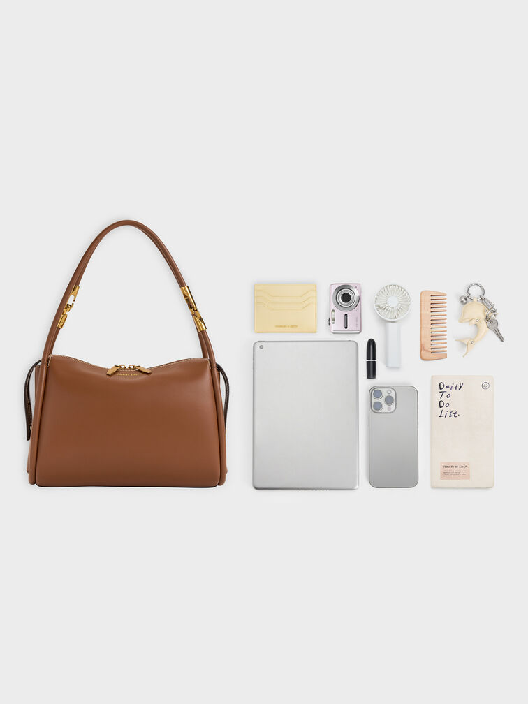 Lyla Tubular Slouchy Shoulder Bag, Chocolate, hi-res