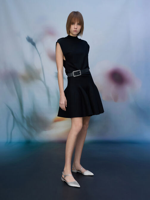 Cordelia Pointed Slingback Flats, Silver, hi-res