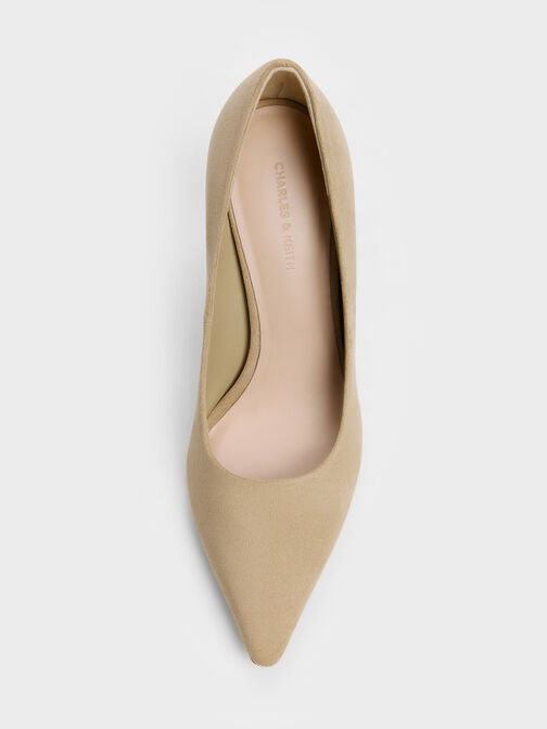 حذاء "كيرا" بكعب عالٍ ومقدمة مدببة من الشامواه الصناعي, بيج, hi-res