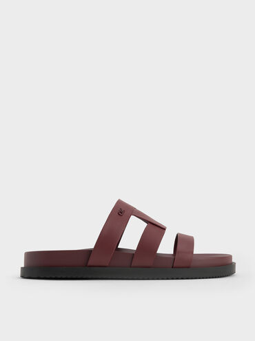 Petina Leather Flatform Sandals, Burgundy, hi-res