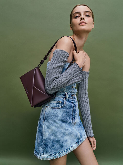 شنطة كتف ميدوري هندسية, برقوقي أنيق, hi-res