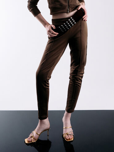 صندل منسوج بكعب وأشرطة مزين بحلية, ذهبي, hi-res