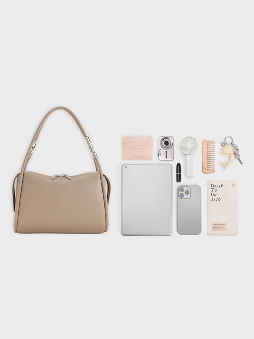 Lyla Tubular Slouchy Shoulder Bag, Taupe, hi-res