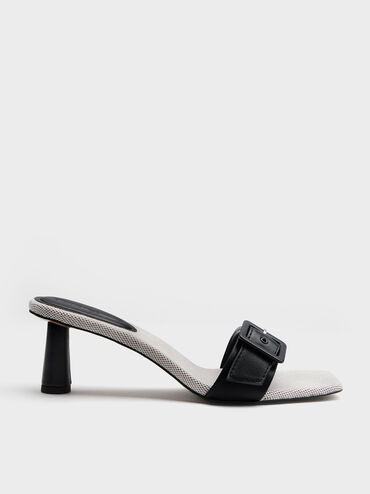 أحذية بكعب مفتوح من الخلف مزودة بإبزيم, أسود, hi-res