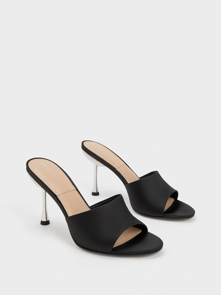 ميولز ديمي بكعب بلمسة معدنية لامعة من البوليستر المعاد تدويره, أسود, hi-res