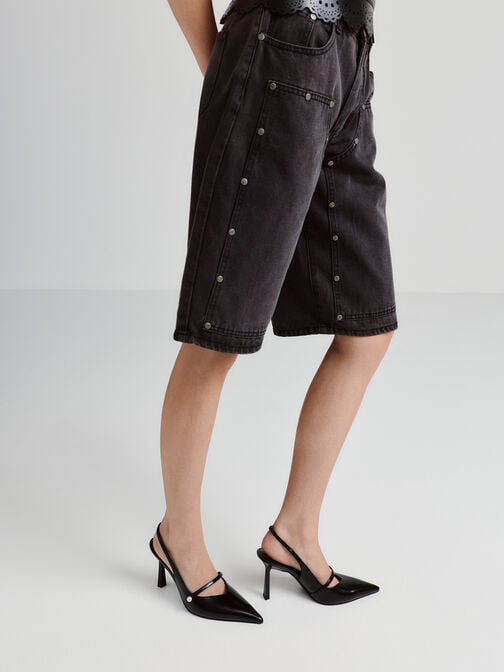 حذاء هيلينا بكعب ومقدمة مدببة مع حزام خلفي مزين بلؤلؤ, صندوق أسود, hi-res