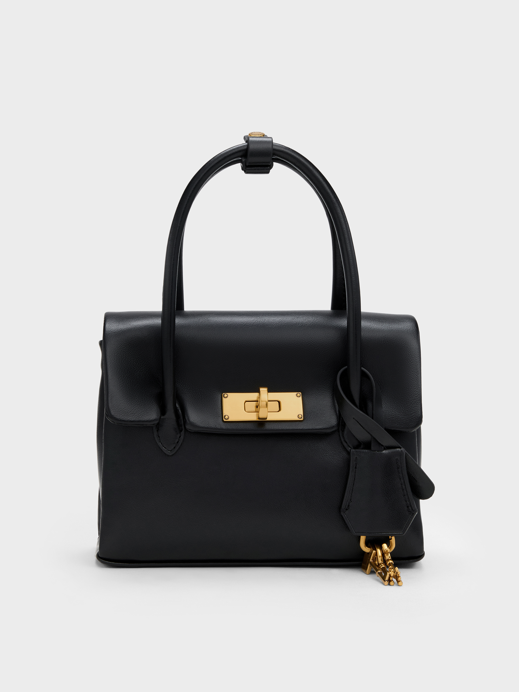 Black Mini Kerry Turn-Lock Tote Bag - Black - CHARLES & KEITH AE