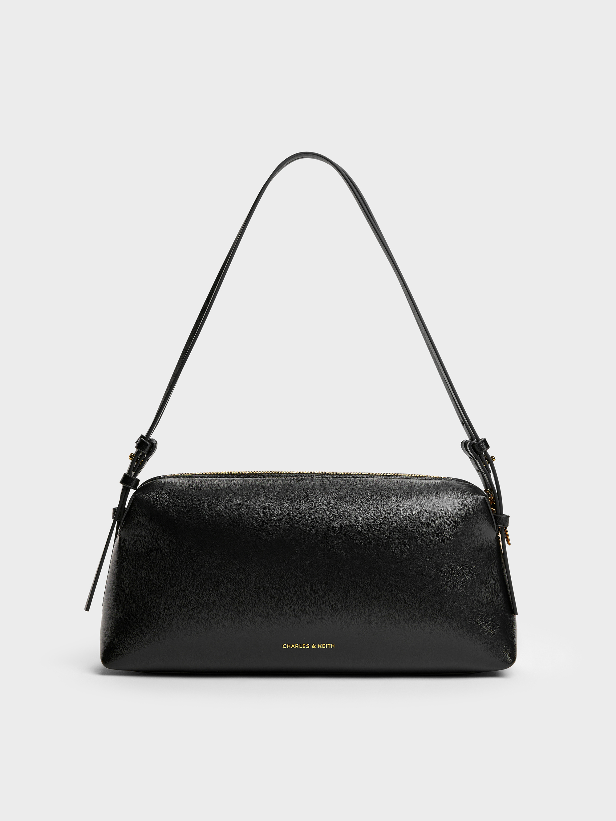 Black Deyna Double-Strap Shoulder Bag - Black - CHARLES & KEITH AE