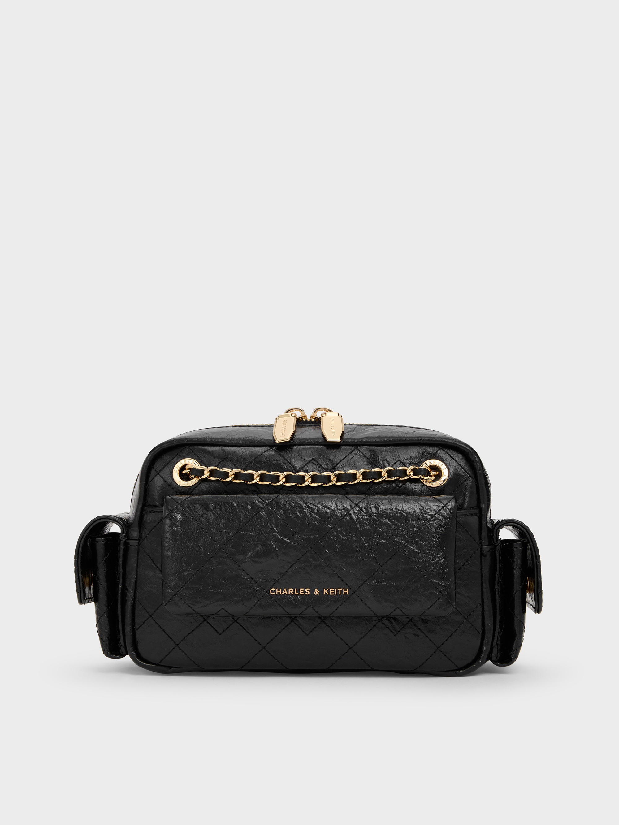 Black Duo Quilted Crossbody Bag - Black - CHARLES & KEITH AE