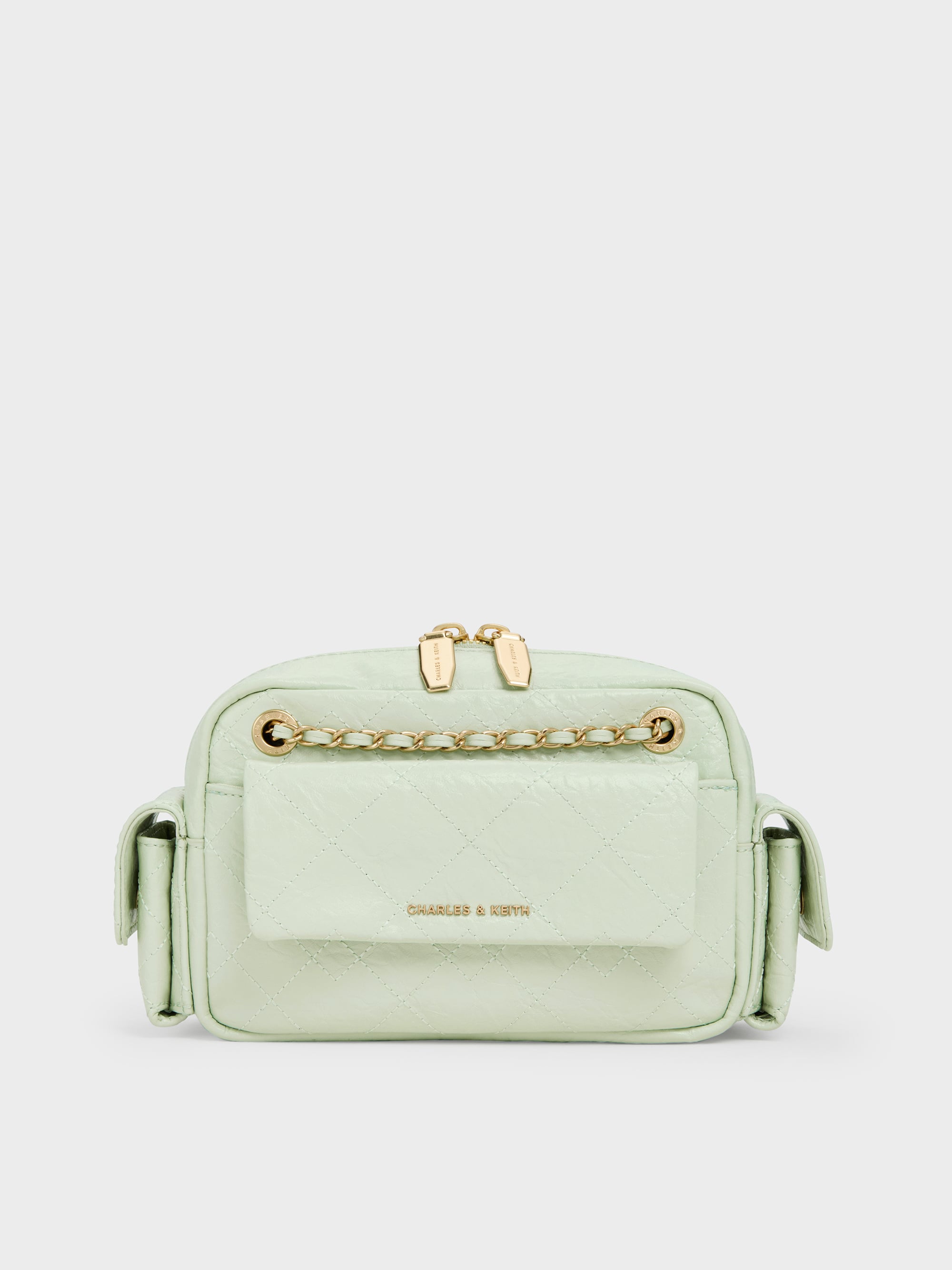 Mint Green Duo Quilted Crossbody Bag - Mint Green - CHARLES & KEITH AE