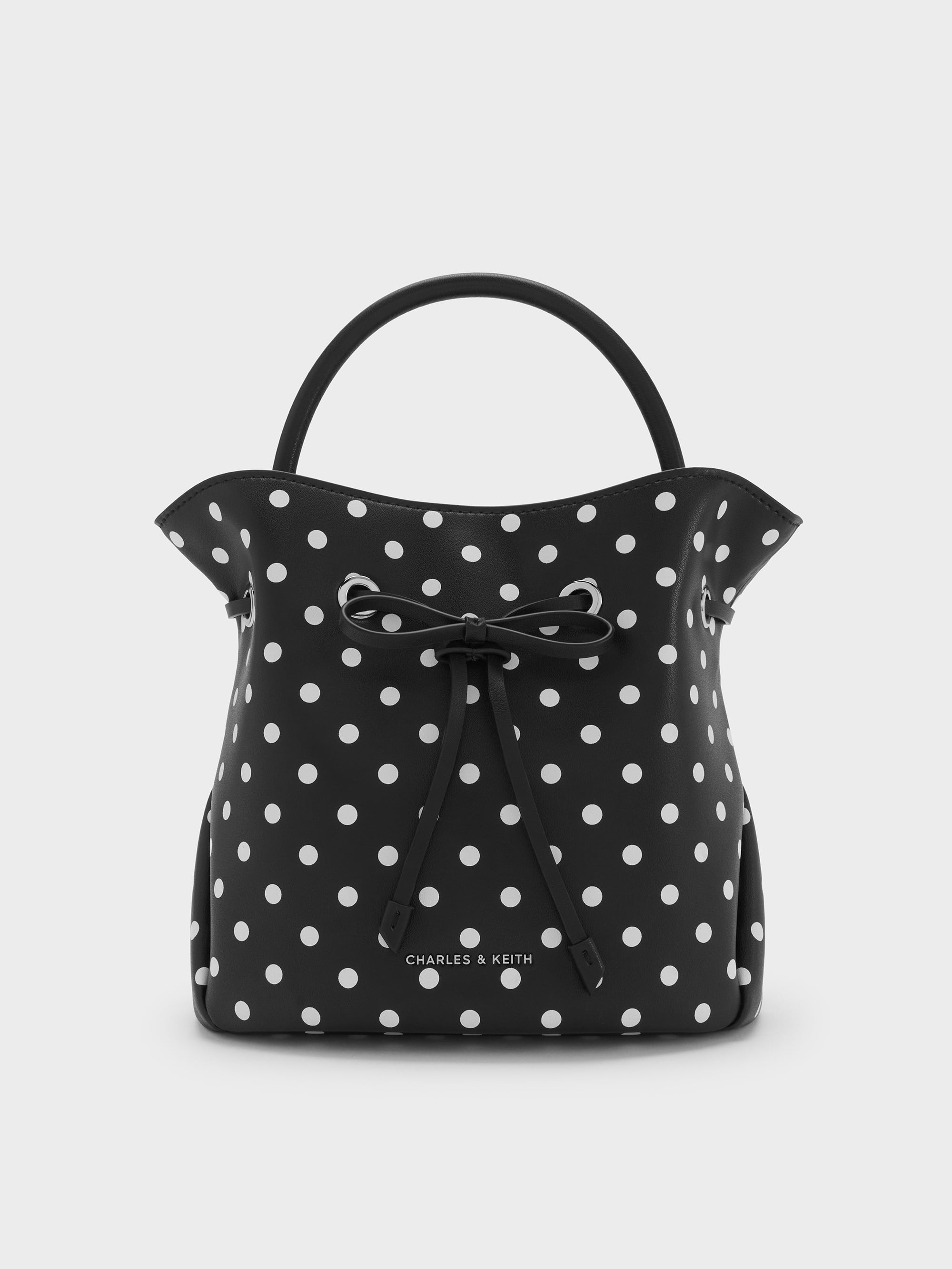Noir Hazel Polka-Dot Bow Bucket Bag - Noir - CHARLES & KEITH AE